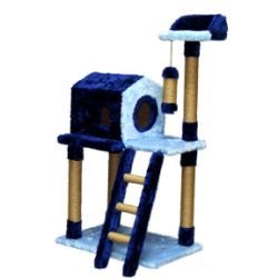 Когтеточка будинок + Драбинка, джут Синьо-блакитна
