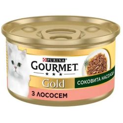 АКЦІЯ Gourmet Gold Соковита насолода вологий корм з лососем для котів 85 гр 