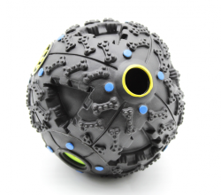 Мяч жорсткий з оригінальним звуком, для ласощів, 12 см Чорний