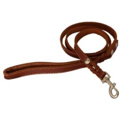 Повідець шкіра + заплетений коричневий 14 мм