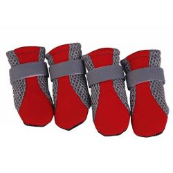 Черевики для собак неопренові s 82х57 мм Сіро-червоні
