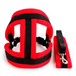 Шлея сітка і поводок, М (438-48120 см) Червоно-чорний