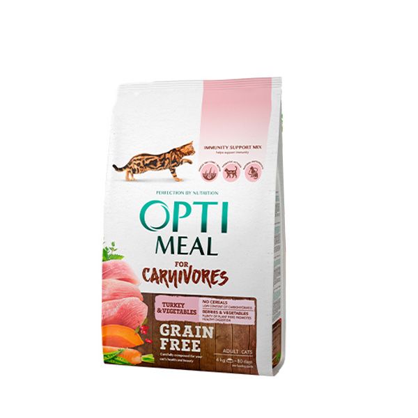 Optimeal беззерновой корм для котів з індичкою і овочами 4кг